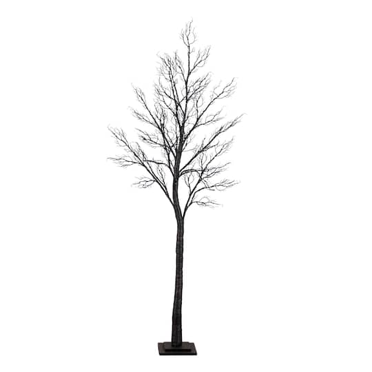 7Ft Pre-Lit Halloween Minimalist Twig Artificial Fall Tree with 400 Orange & Purple LED Lights By Nearly Natural , 24" x 24" x 84" , Michaels®